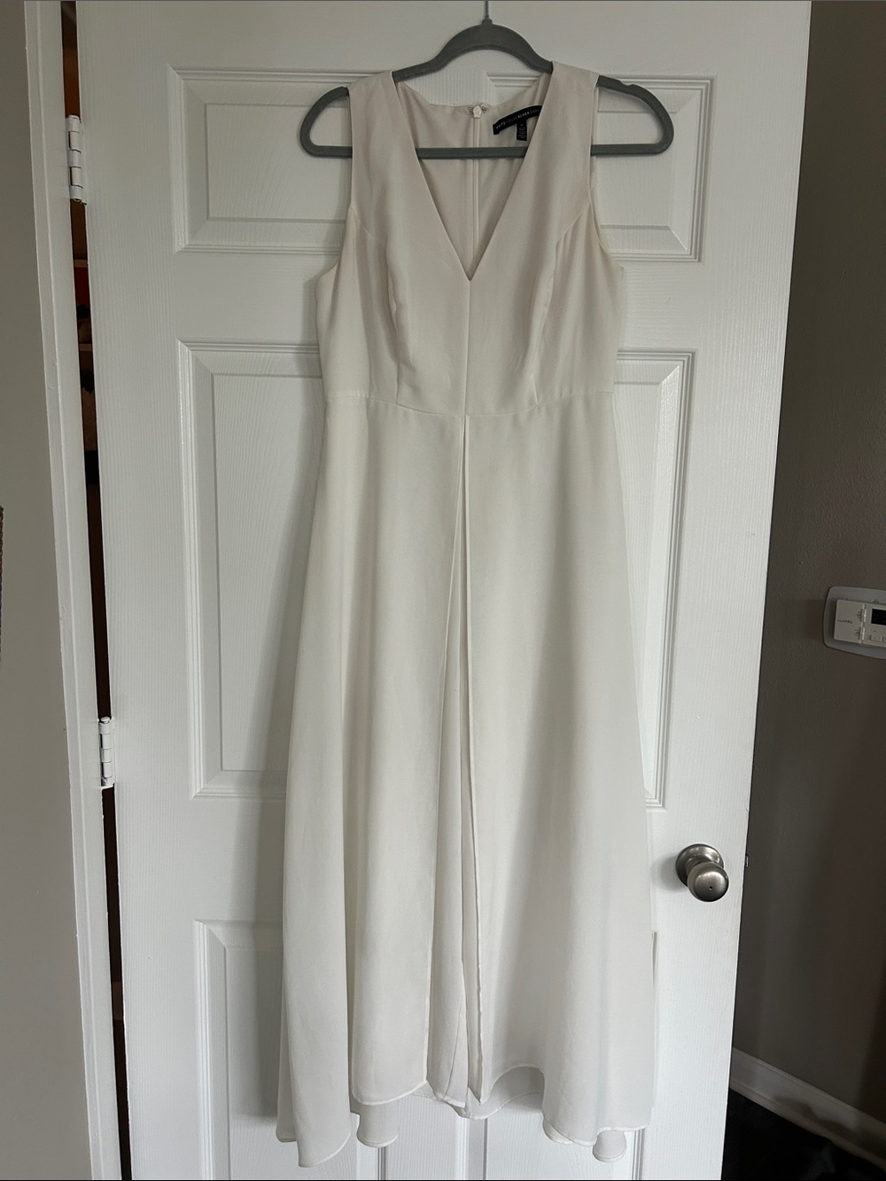 White House Black Market Ivory V-Neck Midi Dress